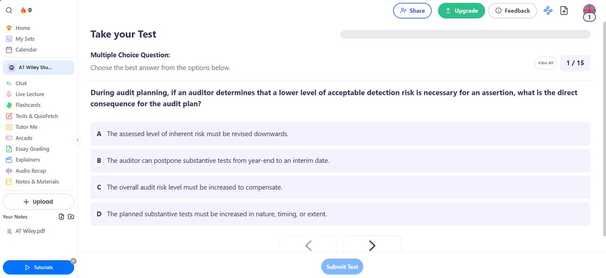 Guys, try niyo rin gamitin StudyFetch for recall. Upload niyo lang yung file then siya na gagawa ng study sets for you. Flashcards, quizzes, practice tests and explanations why yun ang sagot. 😇

I'm using AT-Wiley dito hehe.