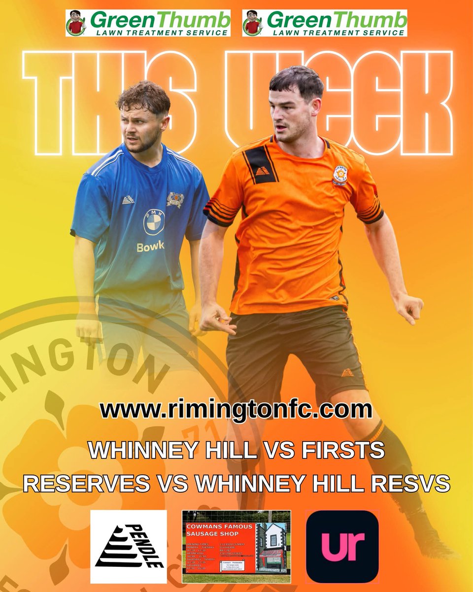 Rimington Football Club ๐ด๓ ง๓ ข๓ ฅ๓ ฎ๓ ง๓ ฟ (@rimyfc) on Twitter photo WHINNEY DOUBLE HEADER!
This coming weekend, the ๐ have a double header against <a href="/Whinneyhillfc/">Whinney Hill FC</a>. Our Firsts will travel to Burnley Road whilst our young Reserves will host Whinney's Reserves at the <a href="/GreenThumbLawns/">GreenThumb Lawn Treatment Service</a> Treatment Service Ground WHINNEY DOUBLE HEADER!
This coming weekend, the ๐ have a double header against <a href="/Whinneyhillfc/">Whinney Hill FC</a>. Our Firsts will travel to Burnley Road whilst our young Reserves will host Whinney's Reserves at the <a href="/GreenThumbLawns/">GreenThumb Lawn Treatment Service</a> Treatment Service Ground