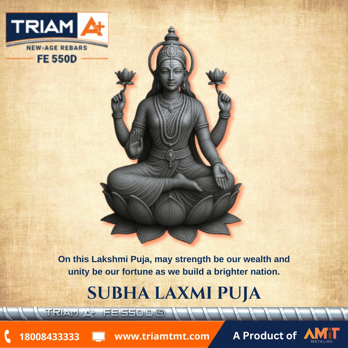 TriamTMT's tweet photo. May Goddess Lakshmi bless your home with peace, prosperity, and endless happiness this Lakshmi Puja.

#LakshmiPuja #DivineBlessings #Prosperity #FestiveVibes #SpiritualLight #GoddessLakshmi #amitalliance #triamtmt #vsp #building #iron #rod #steelrod #steelbars https://t.co/UUuZDLMdk3