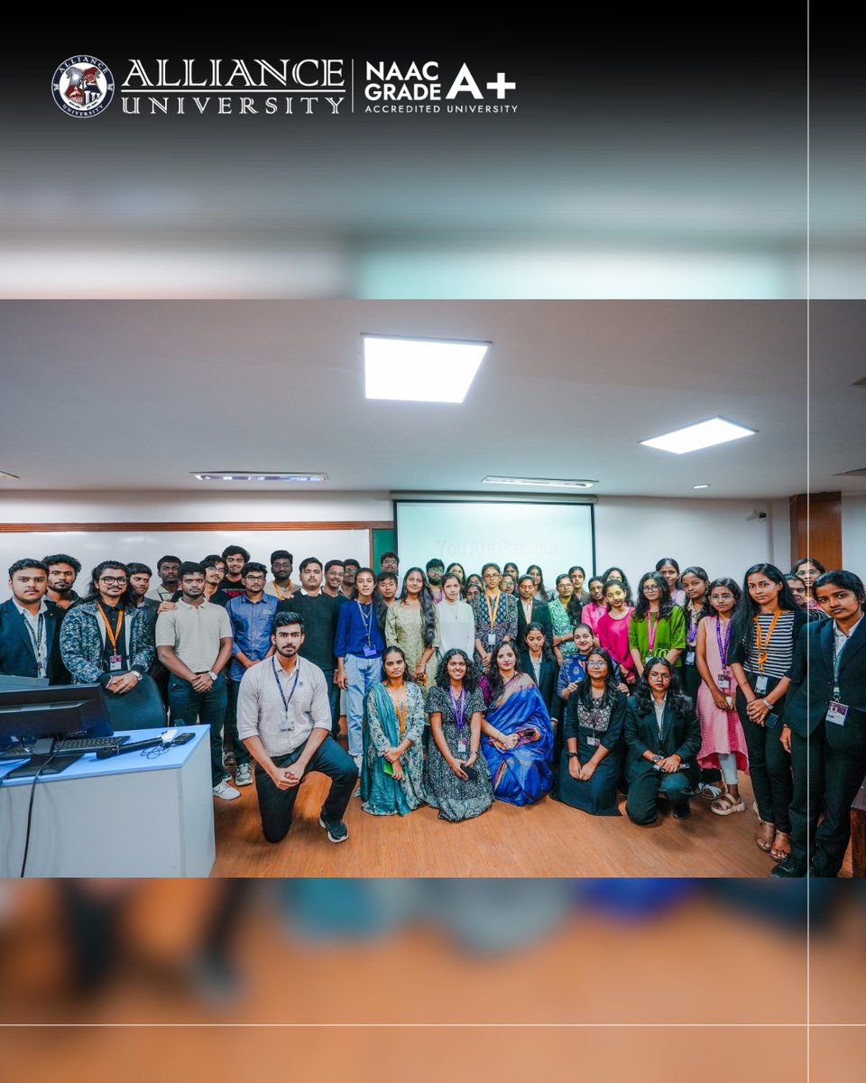 On World Suicide Prevention Day, Alliance University hosted a heartfelt workshop — “We Are Precious” — led by Dr. Sneha Rao, Founder Director of Ananya – A Foundation of Happiness.

#weareprecious #worldsuicidepreventionday #allianceuniversity #mentalhealthmatters #youarenotalone