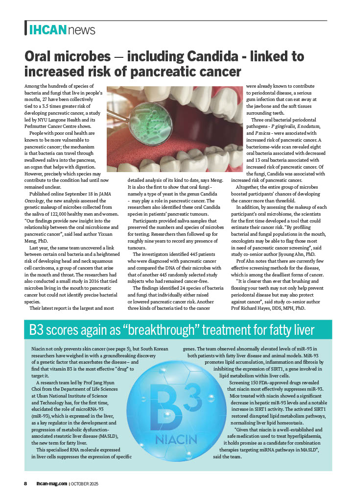 Among the hundreds of species of bacteria and fungi that live in people’s mouths, 27 have been collectively tied to a 3.5 times greater risk of developing pancreatic cancer, a study led by NYU Langone Health and its Perlmutter Cancer Centre shows.