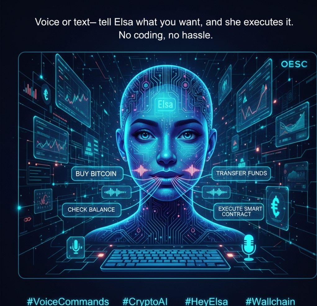 CryptoTinker1's tweet image. 🗣️ Voice or text tell Elsa what you want, and she executes it. No coding, no hassle. #VoiceCommands #CryptoAI #HeyElsa #Wallchain