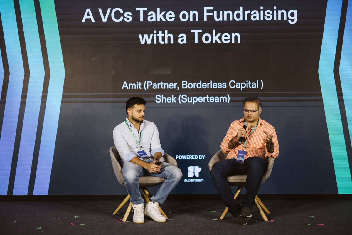 SuperteamIN's tweet image. what&apos;s the VC perspective on token fundraising? 🤔

@amitm_eth  from Borderless Capital and @Parth4vedi from CoinDCX Ventures shared their insights:

&amp;gt; don&apos;t rush token launches - timing is everything
&amp;gt; prioritize community and ecosystem growth with 50%+ of tokens (inc. airdrops)…