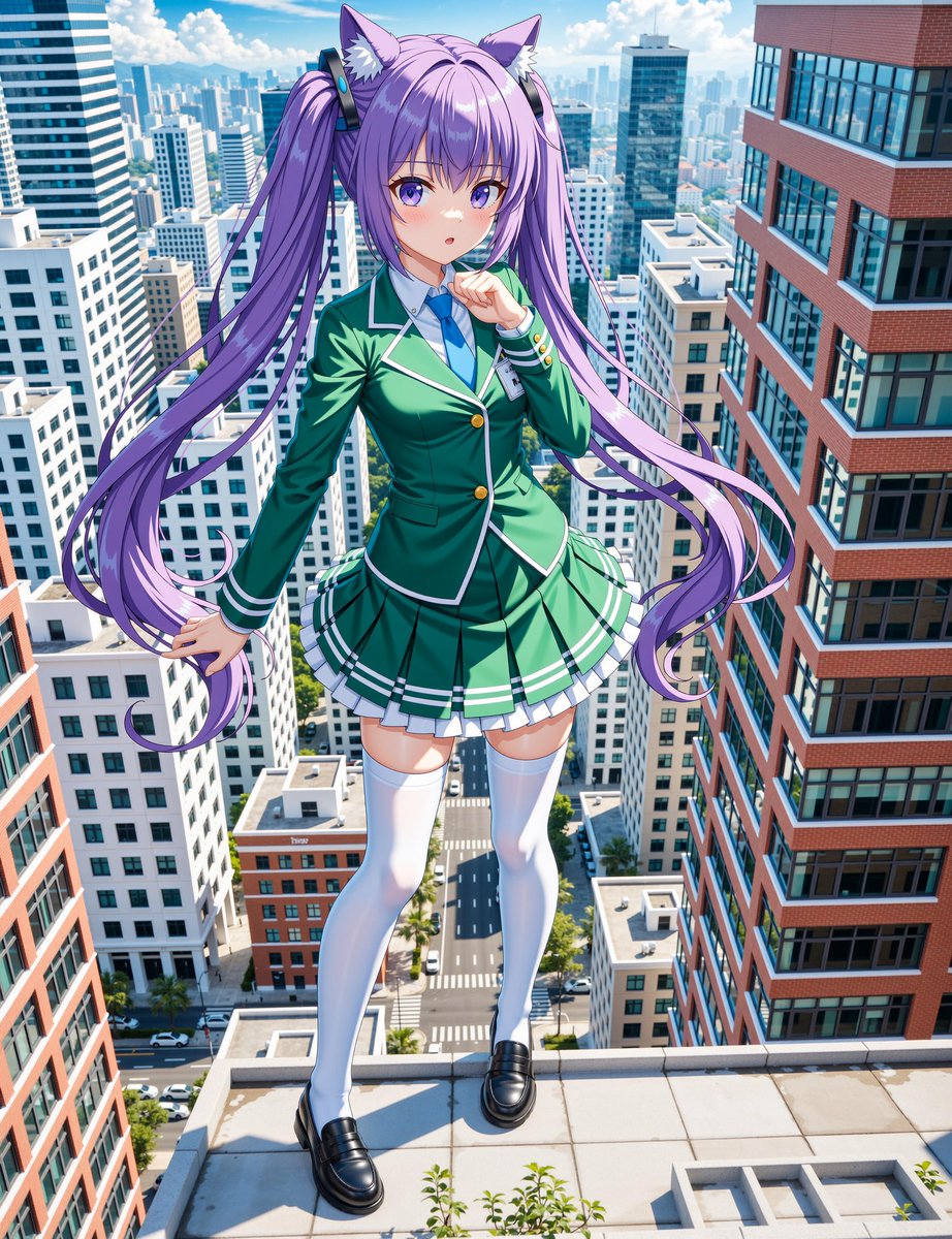 phyblas's tweet image. これ以上近づいたら跳び下りるにゃ！

#AIart #AIイラスト #猫耳 #FLUX1 #wan2_2