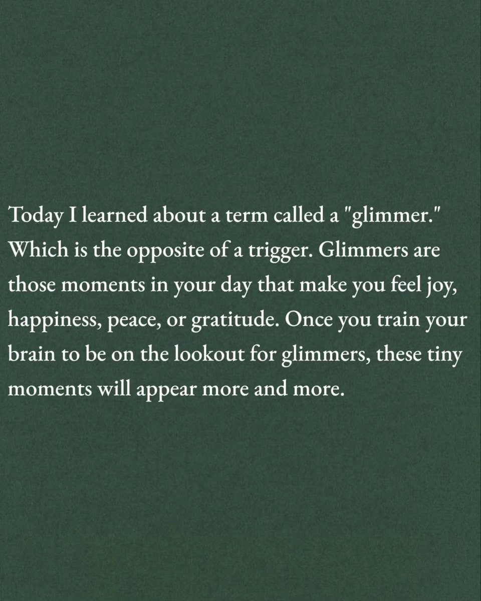 Going to be on the lookout for glimmers this week.