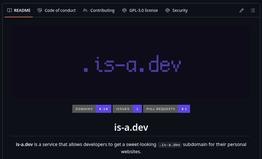 denicmarko's tweet image. Grab your own '.is-a.dev' subdomain.