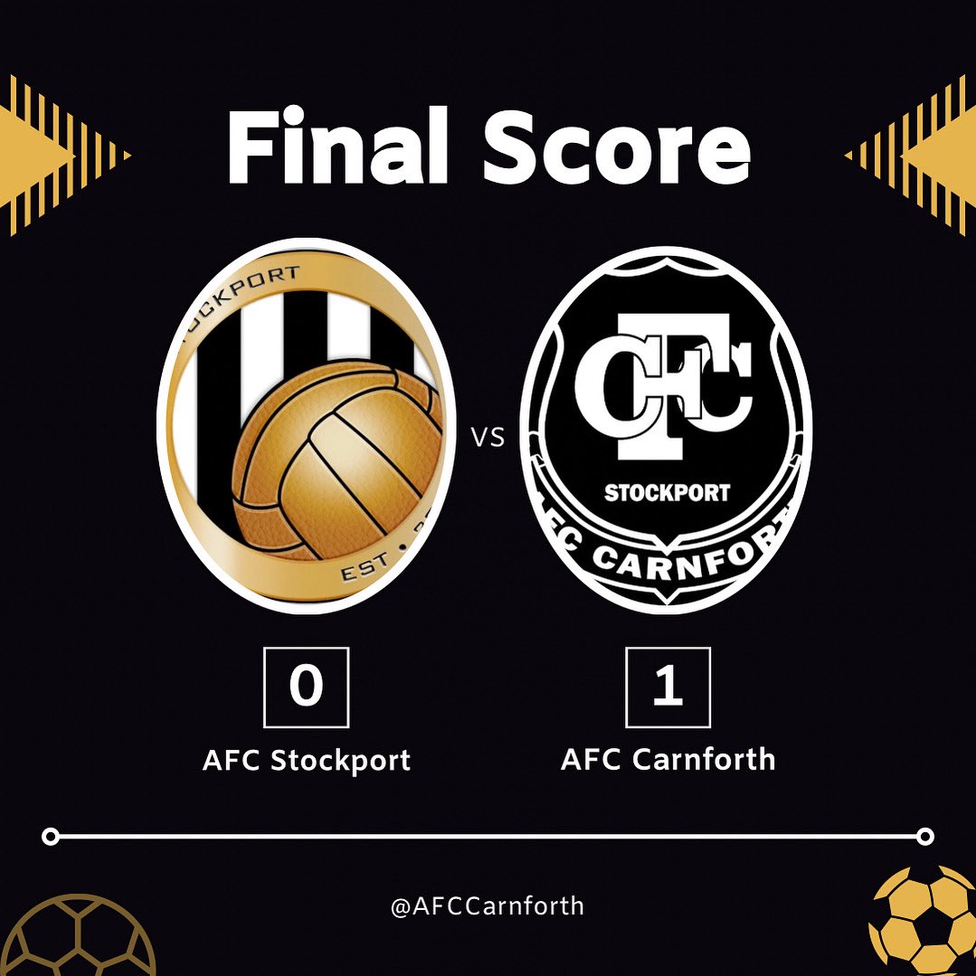 Yesterday saw us progress to the last 16 of the Cheshire Cup by beating <a href="/afcstockport/">Peter Cormack</a> 1-0 in a close game! 

Goalscorers:
<a href="/Lukedavidson/">Luke Davidson</a> ⚽️

<a href="/liammillen/">liam millen</a> MOTM
