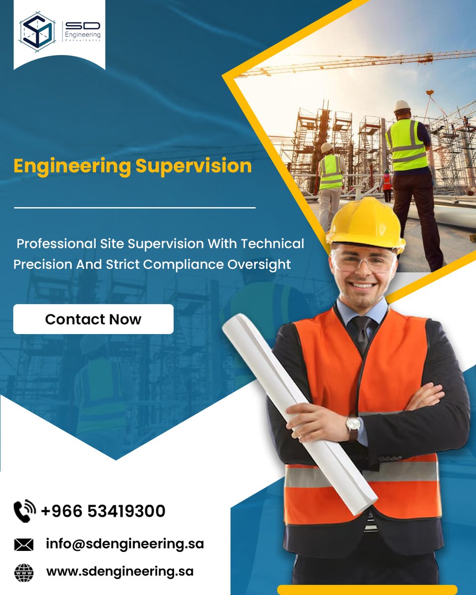 SD__Engineering's tweet image. Ensure flawless execution with SD Engineering’s Site Supervision Services – expert oversight ensuring safety, quality &amp;amp; on-time project delivery.
sdengineering.sa

#SDEngineering #EngineeringSupervision #ProjectExecution #QualityEngineering #ConstructionManagement