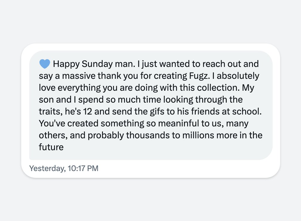 Whenever someone asks me, why do you bother? Like, why go through all this?

I'll show them this... True connection at the heart of it all. From personalities, collectibles, communication through Gifs, and more.

The family company 🏕️