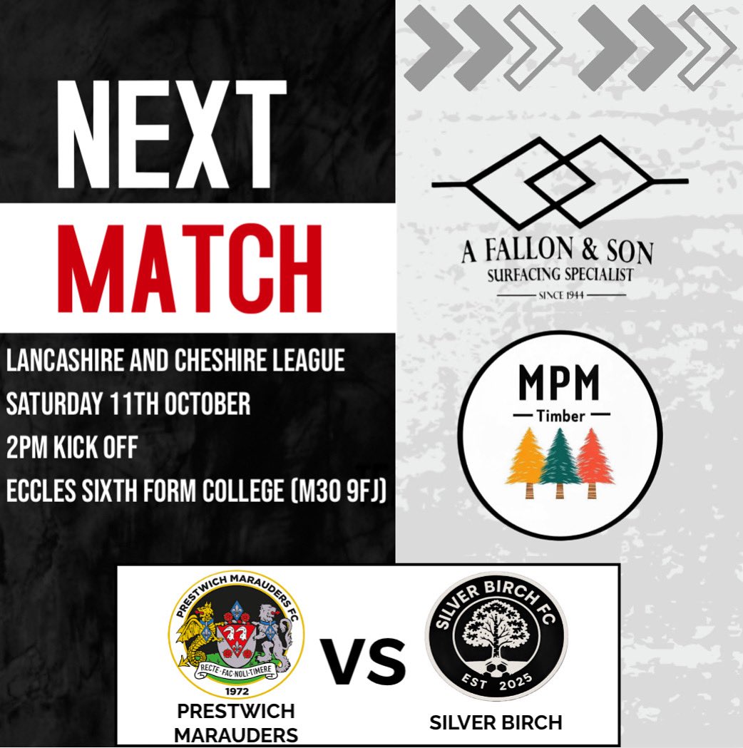 Up next for The Birch is an away trip to Eccles against Prestwich Marauders as we look to get our first result in the league🙌

#UpTheBirch | #UTB