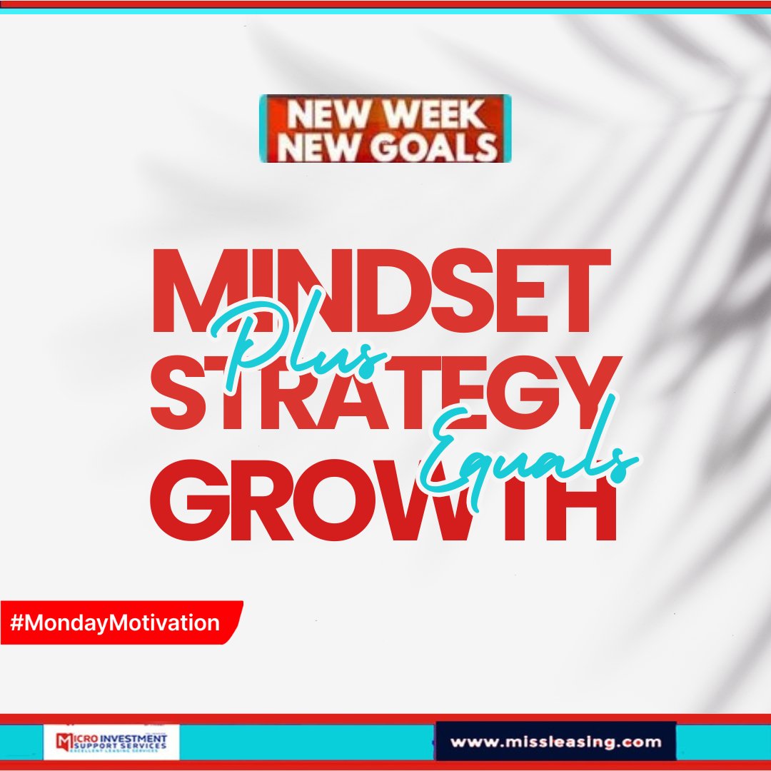 missleasing's tweet photo. Mindset + Strategy = Growth
Success isnโt luck โ itโs the right mindset and a smart plan in motion.
With the right approach, you stay focused and always one step ahead of the competition.
#Mindset #Strategy #Growth #BusinessSuccess #MISSLeasing #SmartLeasing #NigeriaBusiness https://t.co/nxUsTvpQkL