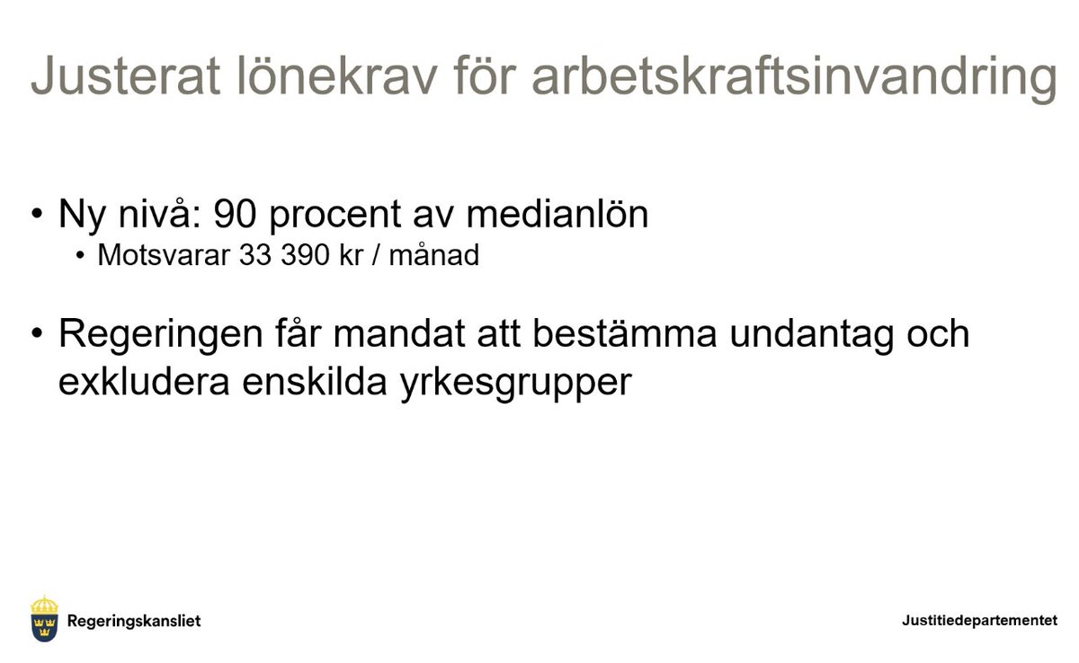 Företagsfientlig politik! 

Regeringen höjer lönegolvet för arbetskraftsinvandring och gör det svårare för företag att hitta kompetens. 

Samtidigt ska politiker kunna bestämma undantag. Men politiker har ingen koll på företagens kompetensbehov.