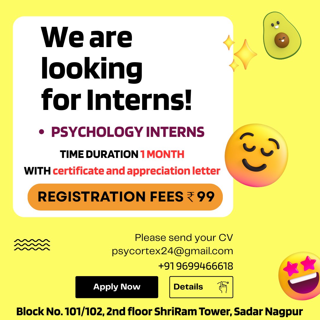 PPsycortex's tweet image. 🚀 We’re Hiring Interns!
Are you passionate about psychology, mental health
Join Psycortex Pvt Ltd and be part of a team that’s creating real change. ✨
#Psycortex #PsycortexInternship #HiringAlert #InternshipOpportunity #PsychologyInternship #MentalHealthMatters #WorkWithPurpose