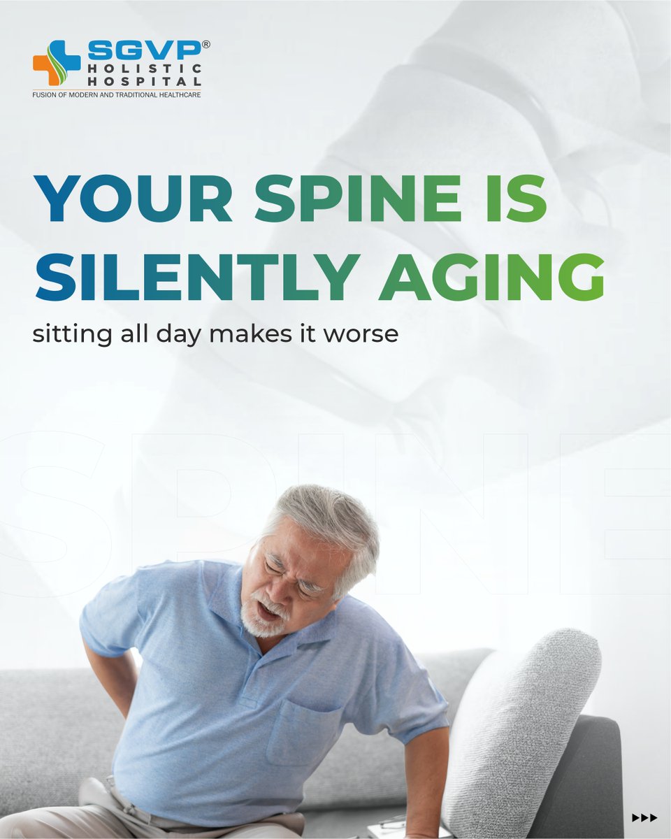 SGVPHH's tweet photo. 🪑 Sitting all day? Your spine is silently paying the price!
Take small steps — stretches, yoga, and expert care — to keep your back strong and your body active.💪
#SGVPHolisticHospital #SpineHealth #DeskJobProblems #BackCare #Ahmedabad #HealthySpine #YogaForSpine #Orthopaedic https://t.co/56Js1xirGh