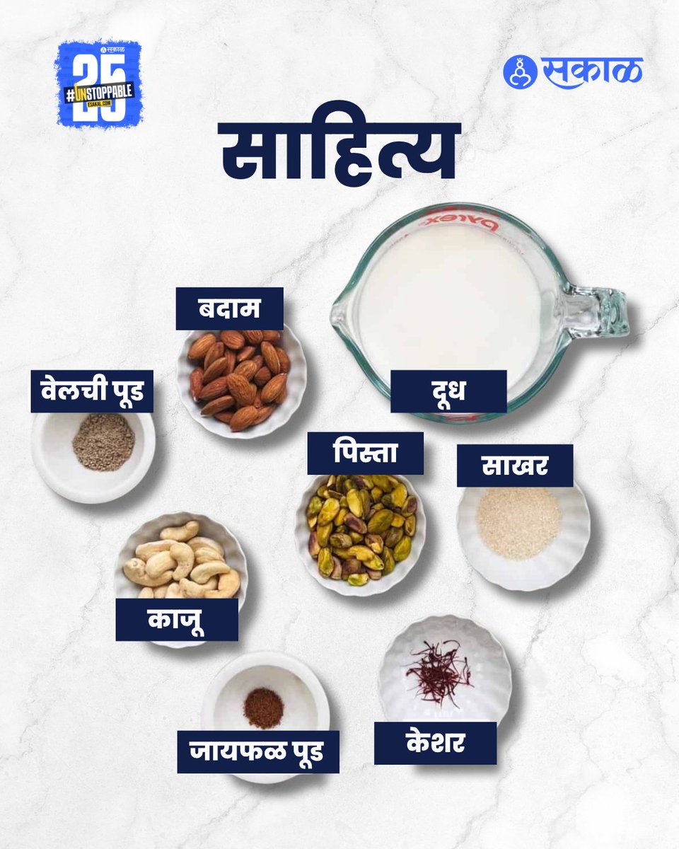 SakalMediaNews's tweet photo. कोजागरी पौर्णिमेला असं बनवा मसाला दूध....

#KojagiriPournima #MasalaDoodh #FestiveRecipe #IndianFestivals #MilkRecipe #FestiveCelebration #KojagiriNight #SakalInfographics https://t.co/l0AhVWwS4g