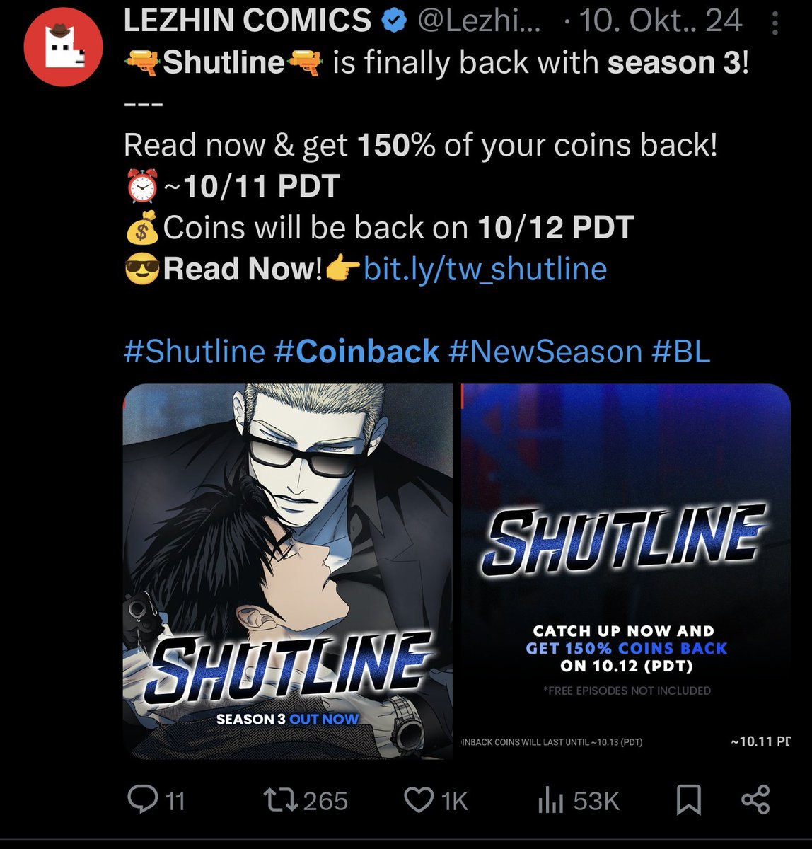 greenmango94452's tweet image. I mean look, I just looked for #coinback in Lezhins Twitter history and the last time was December 2024. There were SO many deals omg. 
I could cry.