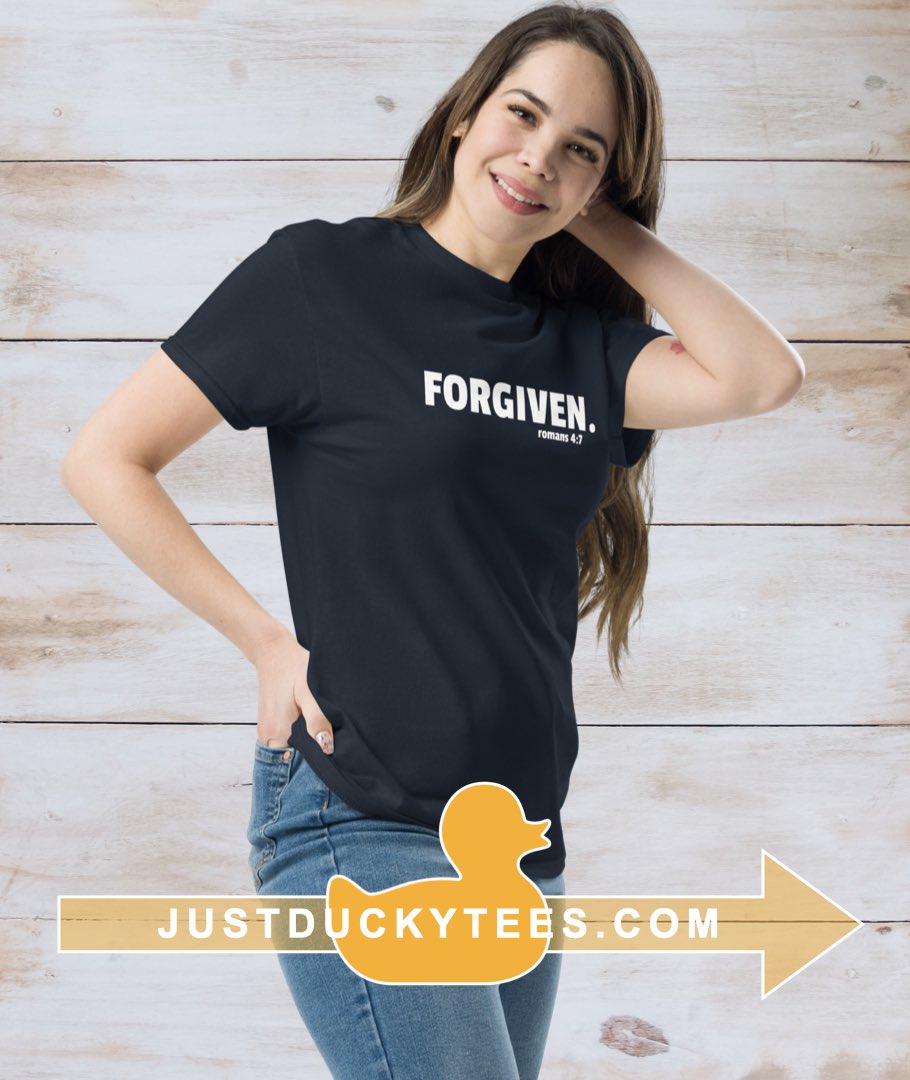 YthWorkerDaily's tweet photo. In A Word…
Forgiven Tee
Blessed are those whose lawless deeds are forgiven, and whose sins are covered...
- Romans 4:7 ESV

Order your Forgiven tee at https://t.co/NeF36pC6WQ. 

#justduckytees #forgiven #tees #tshirts #faith #inaword https://t.co/CuaGUuSVW1