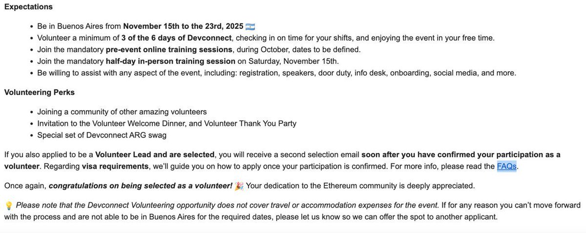 luxurynad's tweet image. Hey Frens! I&apos;m excited to share that I&apos;ve been selected as a volunteer for #DevConnect2025 in Argentina! 🇦🇷 

While the ticket is free, I need help covering travel and accommodation costs. I&apos;m reaching out for support - any amount counts! 

I have less than 15 days to raise…