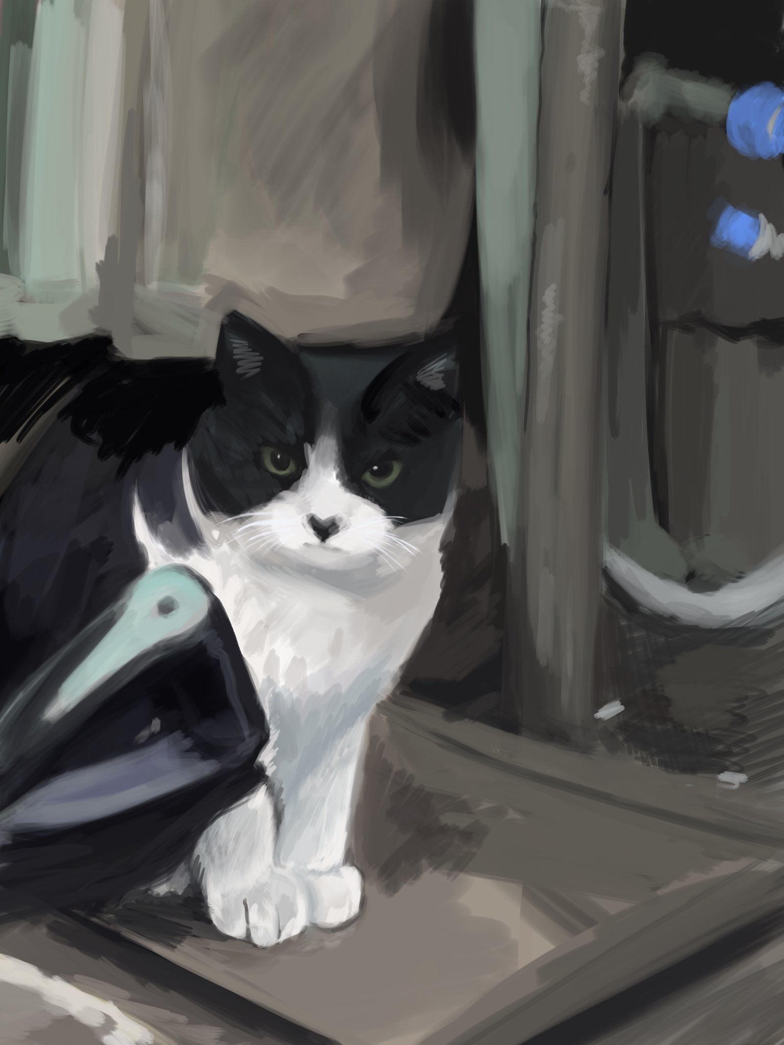 りょうちゃん様予約 絵画「猫の背中にアポロ11号／猫の頭に回転木馬」 坂本千明 ポストカード（猫） | URESICA