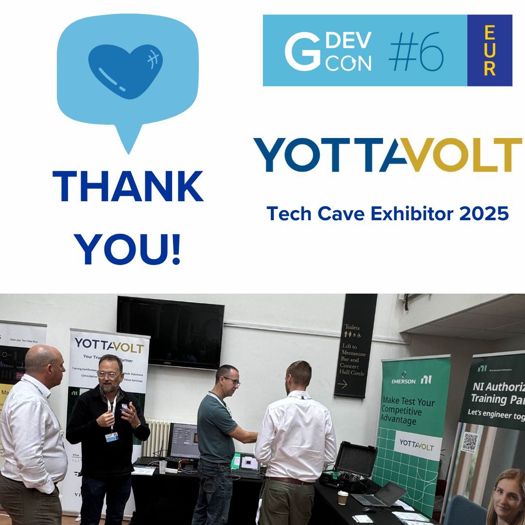 GDevConference's tweet image. Big thanks to @YottaVoltLtd for sponsoring #GDevCon for the 2nd year! 🙌 This year, they joined us in the Tech Cave — bringing even more innovation to the community. Grateful for your continued support! 💡🔗 yottavolt.com #LabVIEW #LabVIEWfriends #hardware