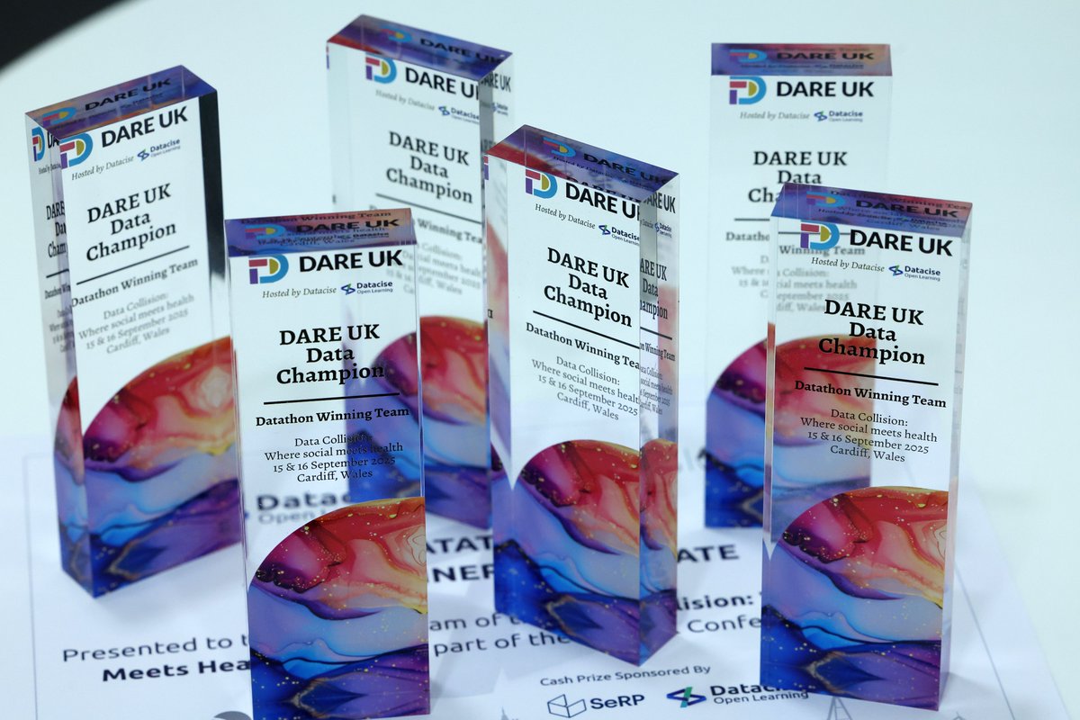 DARE UK (@dare_uk1) on Twitter photo We were proud to be a Platinum Sponsor of <a href="/ADRUK2025/">ADR UK Conference 2025</a> in Cardiff.
Some highlights from the conference:
โจ Prof. Emily Jefferson and Fergus McDonald presenting the #DAREUK journey and outlook for Phase 2 and beyond
โจ Celebrating the winning team of the <a href="/DataciseOpen/">Datacise Open Learning</a> Data We were proud to be a Platinum Sponsor of <a href="/ADRUK2025/">ADR UK Conference 2025</a> in Cardiff.
Some highlights from the conference:
โจ Prof. Emily Jefferson and Fergus McDonald presenting the #DAREUK journey and outlook for Phase 2 and beyond
โจ Celebrating the winning team of the <a href="/DataciseOpen/">Datacise Open Learning</a> Data