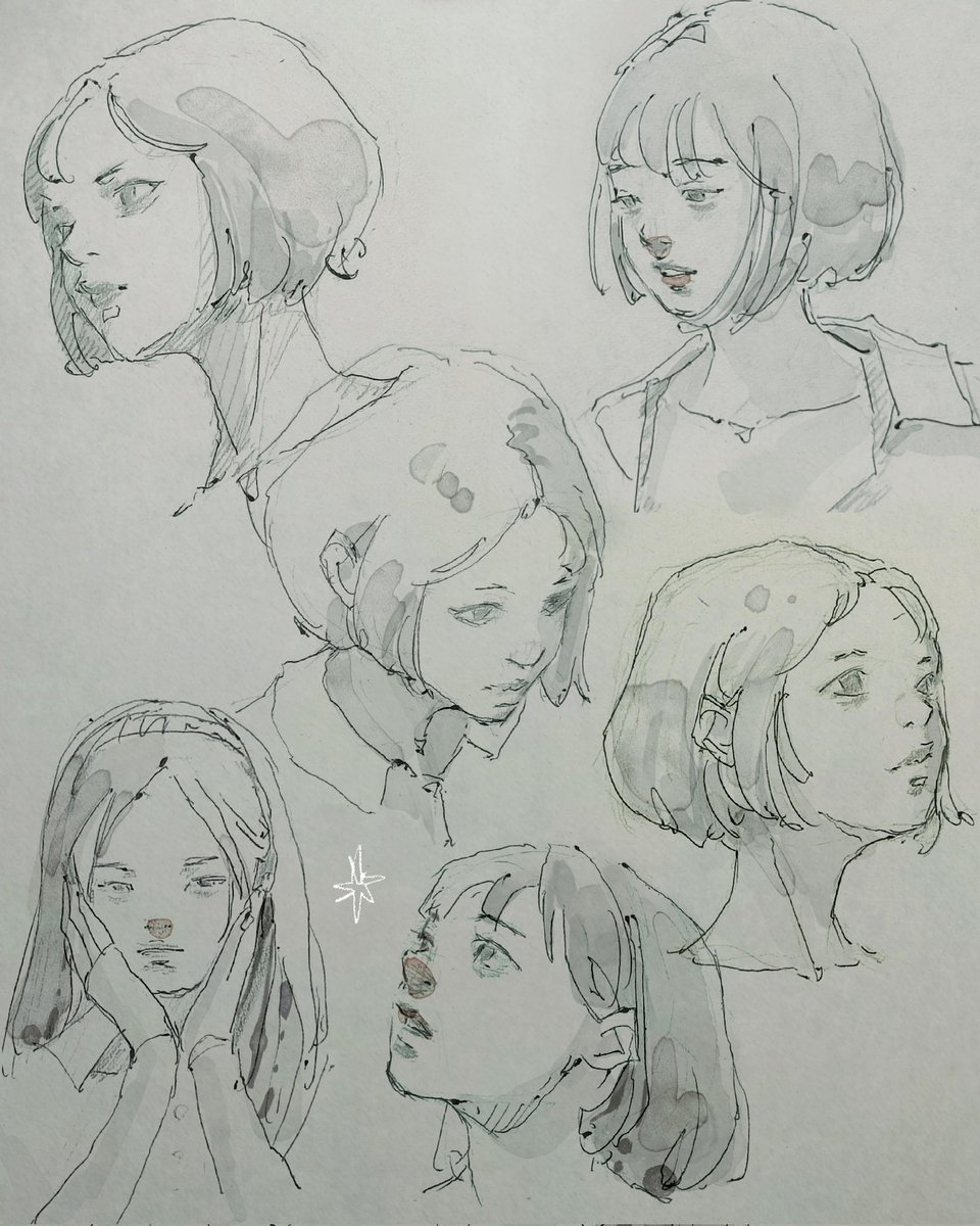 顔練。ボールペン
 #イラスト