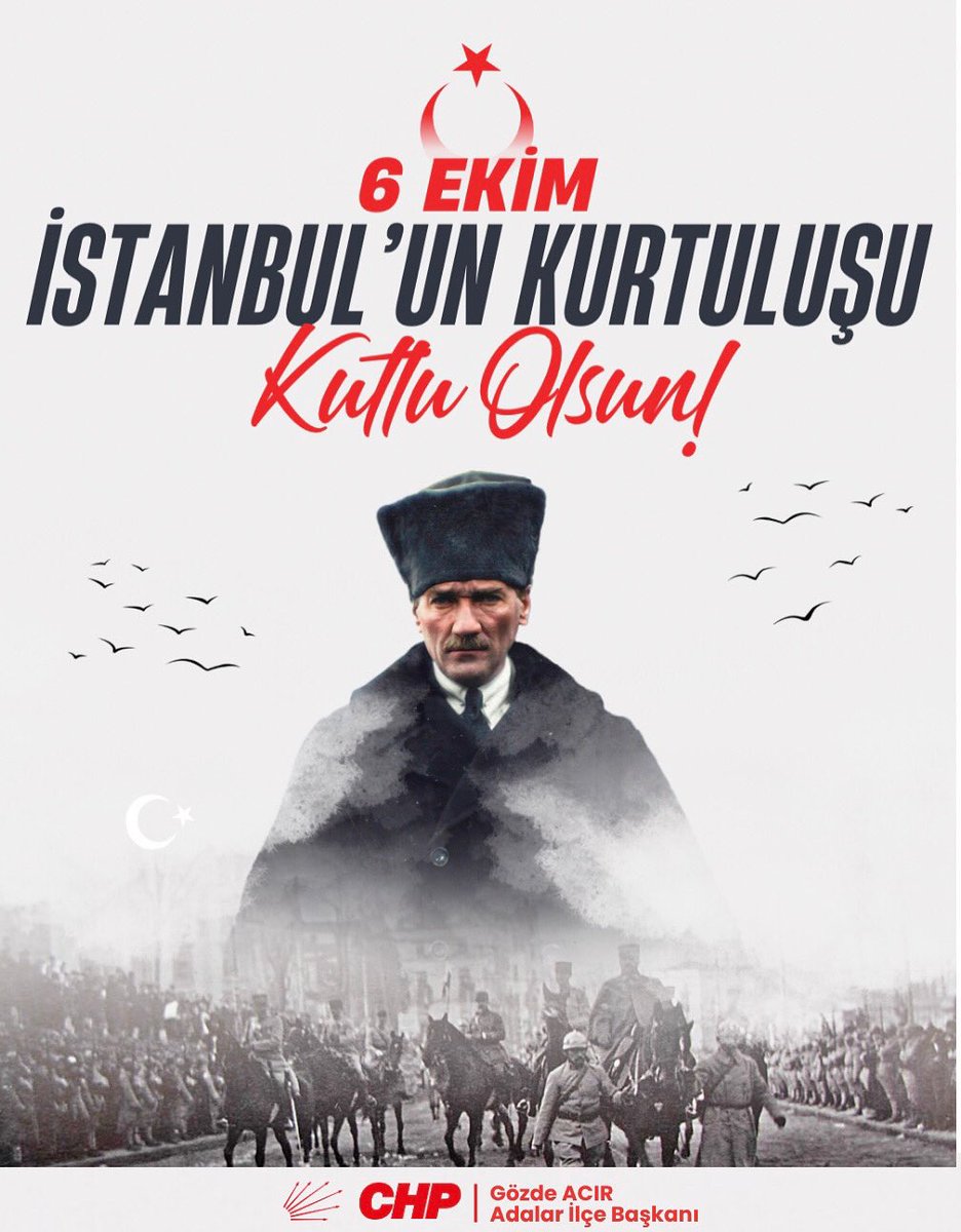 6 Ekim İstanbul’un Kurtuluşu Kutlu Olsun! 🇹🇷

Başta Gazi Mustafa Kemal Atatürk olmak üzere İstanbul'u düşman işgalinden kurtaran tüm istiklal kahramanlarını, şehit ve gazilerimizi rahmet ve minnetle anıyoruz..
#GeldikleriGibiGiderler
#6Ekim 
#İstanbulunKurtuluşu