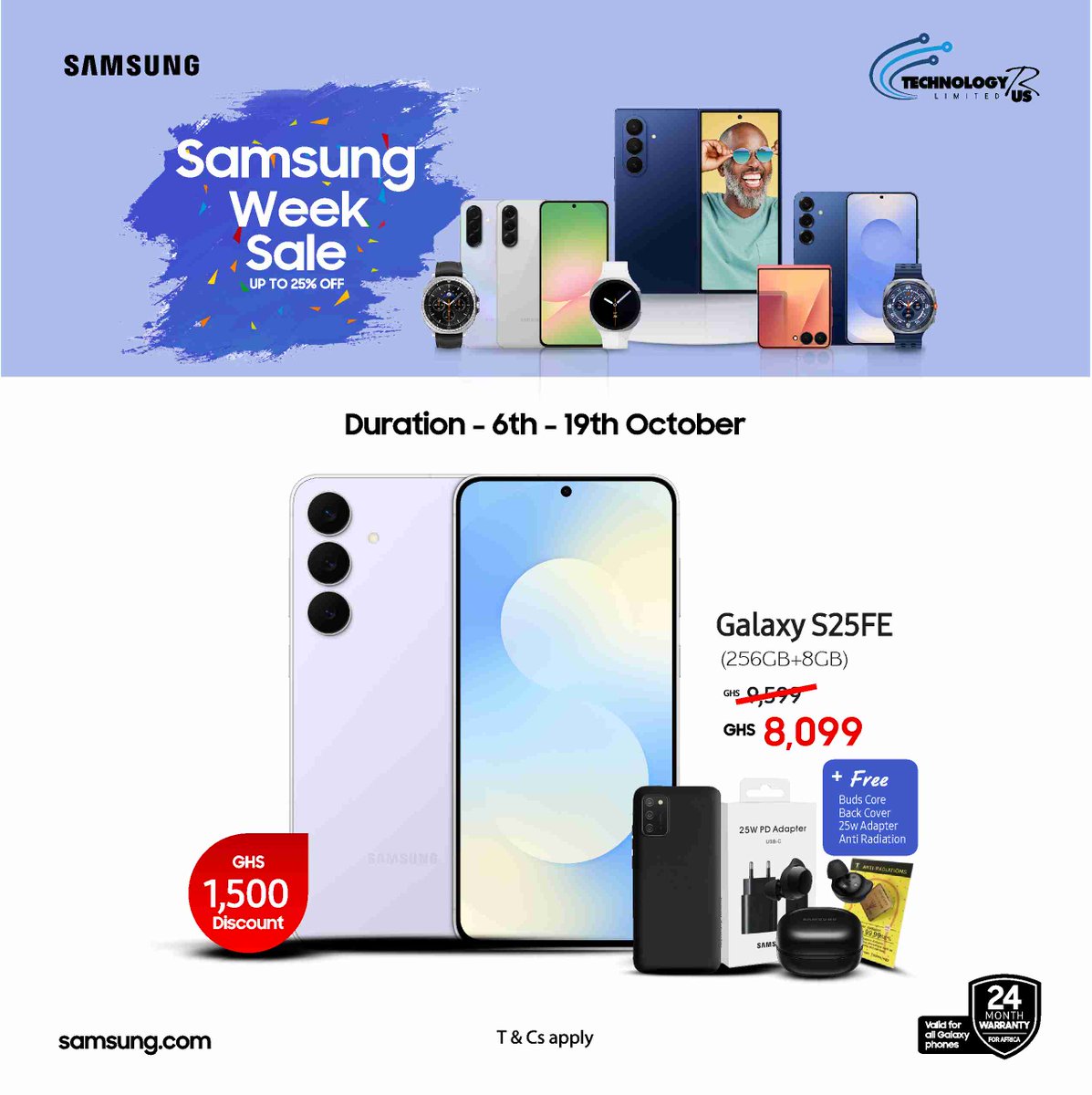 Technology R Us Limited (@technologyrusgh) on Twitter photo SAMSUNG WEEK SALE
Are you ready for the Samsug Week Sale?
Get up to 25% Discount when u buy from any of our outlets
Offer Valid from the 6th to 19th October 2025.
Osu: 0247744473
Marina Mall: 0543028351,
Accra Mall: 0545132831,
Adabraka: 0247641617.
SIC Mall: 0501576651
#TRUGHANA SAMSUNG WEEK SALE
Are you ready for the Samsug Week Sale?
Get up to 25% Discount when u buy from any of our outlets
Offer Valid from the 6th to 19th October 2025.
Osu: 0247744473
Marina Mall: 0543028351,
Accra Mall: 0545132831,
Adabraka: 0247641617.
SIC Mall: 0501576651
#TRUGHANA