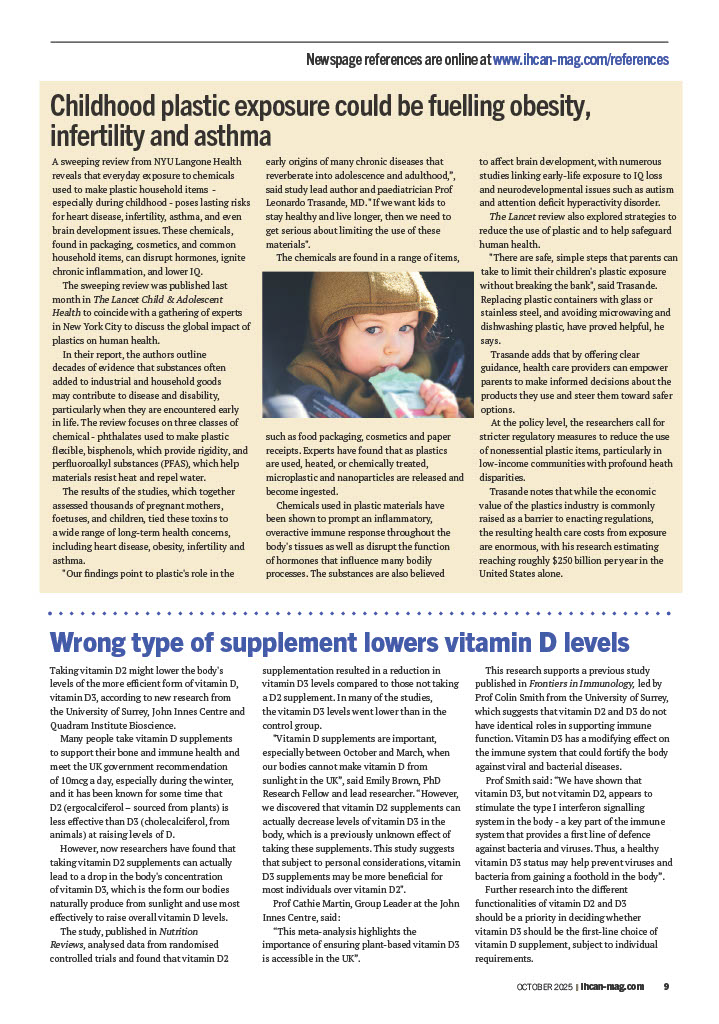 A sweeping review from NYU Langone Health reveals that everyday exposure to chemicals used to make plastic household items - especially during childhood - poses lasting risks for heart disease, infertility, asthma, and even brain development issues.