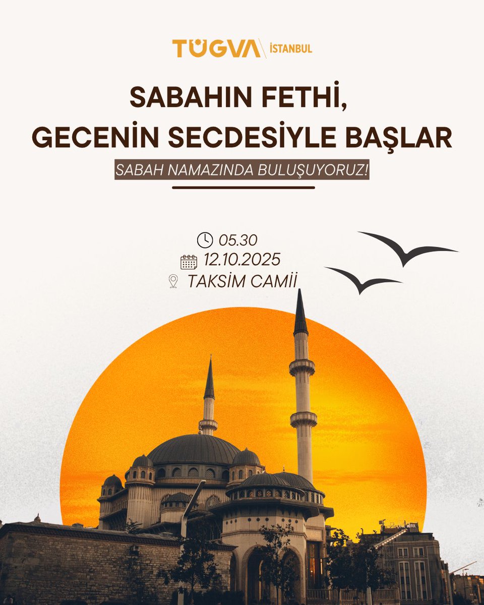 “Sabah namazı, şüphesiz ki gece ibadetine tanıklık eder.” 
{İsrâ Suresi, 78.}

Seherin sessizliğinde, kalplerin huzur bulduğu vakitte…
Birlikte omuz omuza saf tutarak, avuçlarımızı birlikte semaya açarak dua etmek ve güne Alemlerin Rabbi olan Allah ’ın adıyla başlamak için