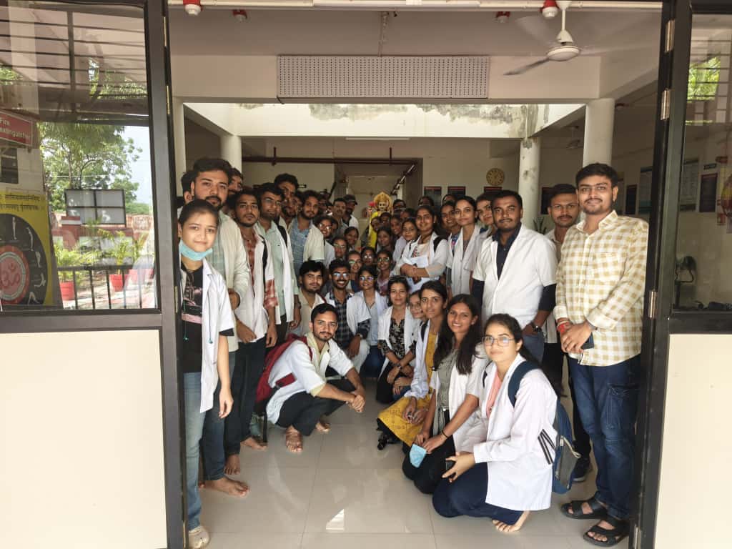 A total of 87 students of 2nd professional year BAMS and 4 scholars of 2nd year PG Swasthavritta visited CHC, Jodia and Govt. Ayurveda Hospital, Jodia on 04.10.2025  arranged by the Department of Swasthavritta, ITRA (INI), Jamnagar under the guidance of Prof. Vd. Arpan Bhatt.