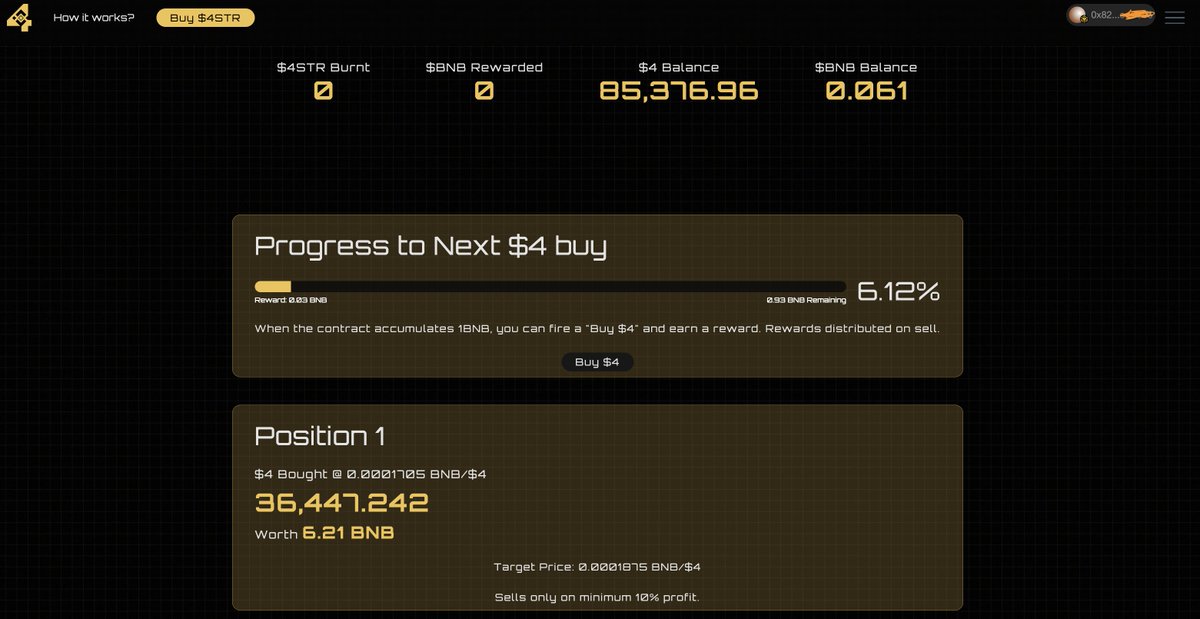 Dev keeps cooking 🔥
dApp now displays $4 ( <a href="/four_meme_/">Four.Meme</a> ) purchased in BNB!

12 BNB worth waiting in line for buyback and burns!