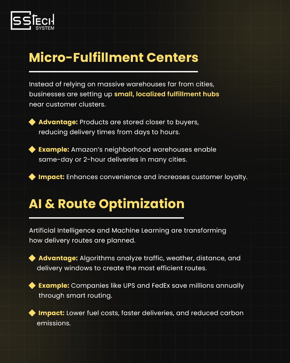 sstech_system's tweet image. The final step in e-commerce logistics isn’t just about delivery—it’s about creating a seamless customer experience. 

Know More: sstechsystem.com/logistics-deve… 

#Ecommerce #Logistics #LastMileDelivery #Innovation #SmartSolutions #driver007 #CustomerExperience #SSTechSystem