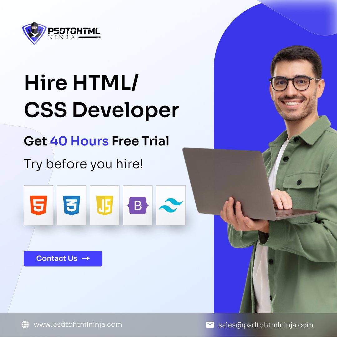 ninjapsdtohtml's tweet image. 💻 Hire Expert HTML/CSS Developers – 40H FREE Trial!

Test before you hire. Skills: HTML | CSS | JS | Bootstrap | Tailwind

💡 PSDtoHTMLNinja – clean, reliable code.

📩 sales@psdtohtmlninja.com
🌐 psdtohtmlninja.com

#PSDtoHTMLNinja #FrontendDev #HireDevelopers #HTMLCSS