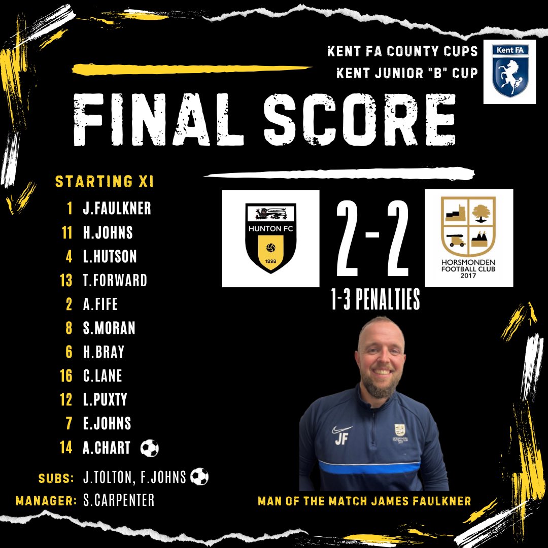 HFC progress onto the next round of Kent Junior “B” Cup after a penalty shoot out win vs Hunton FC.

Great result for the boys 👏🏻

UTH ⚽️🐴