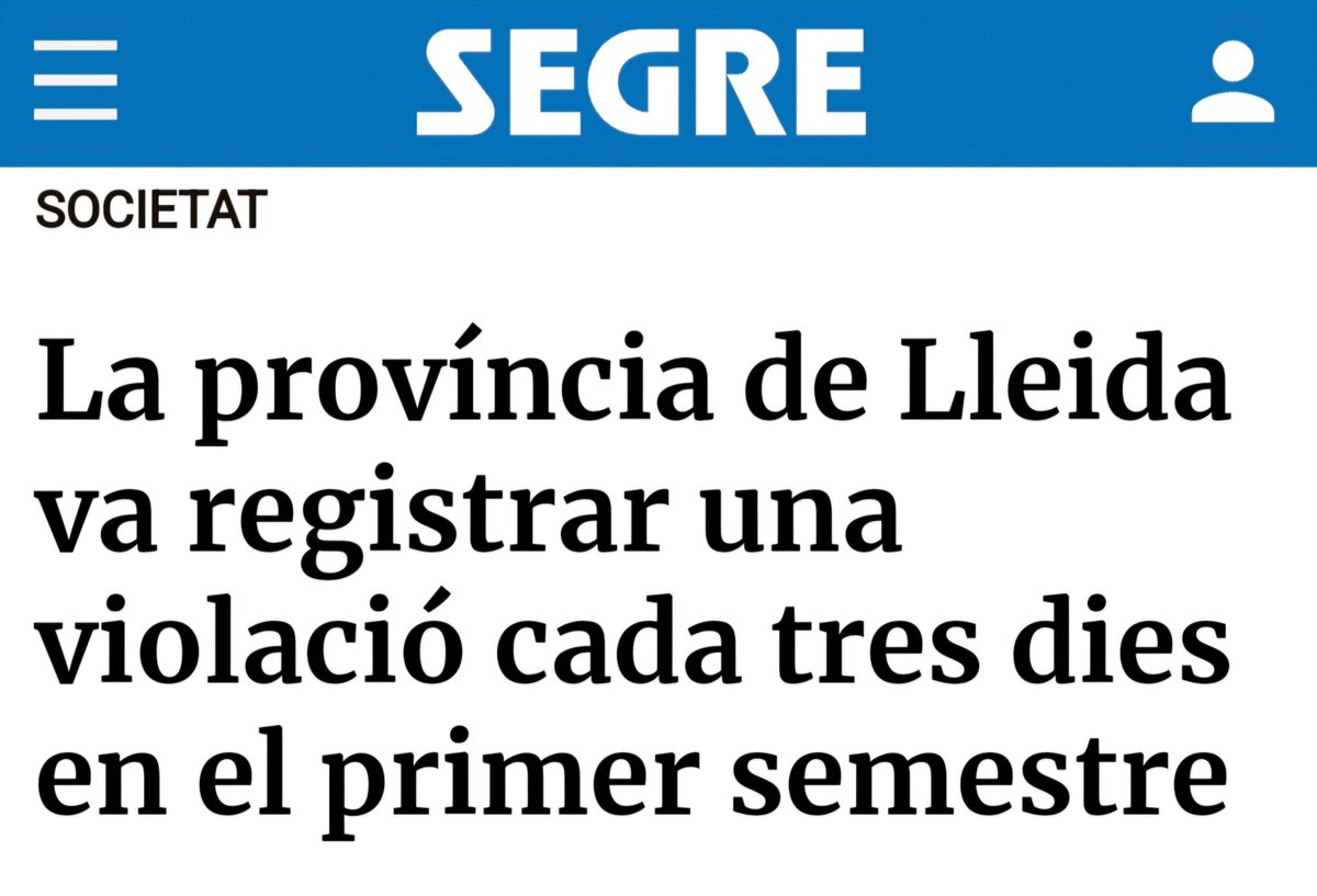 <a href="/3CatInfo/">3CatInfo</a> 🚨 #LLEIDA, fora de control:

👉🏼 Una violació cada 3 dies (+41,9%)

👉🏼 Delictes sexuals: +25%

👉🏼 Tràfic de drogues: +31,9%

👉🏼 Robatoris violents: +7,8%

Les xifres són clares: les polítiques permissives i bonistes han fracassat.

MÀ DURA‼️

💙#SalvemLleida amb ALIANÇA CATALANA