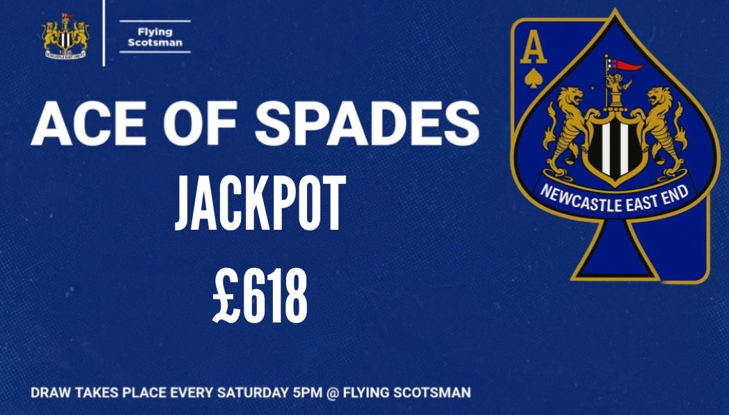 Newcastle East End Seniors (@neesfc) on Twitter photo 🔵♠️ ACE OF SPADES ♠️ 🔵
This weeks jackpot update: 🔵♠️ ACE OF SPADES ♠️ 🔵
This weeks jackpot update: