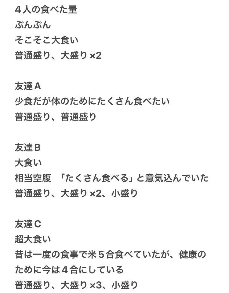 TuppariKEN16's tweet image. 友達3人と昼食
そのお店がご飯おかわり無料（大盛りもOK）との事で4人でたくさんおかわりをしたら、「他のお客様の分が無くなってしまうのでこれで最後でお願いします…」とお店側からストップを掛けられました💦
何か申し訳ない事をしたかな…
※美味しくて親切な店員さんでした！