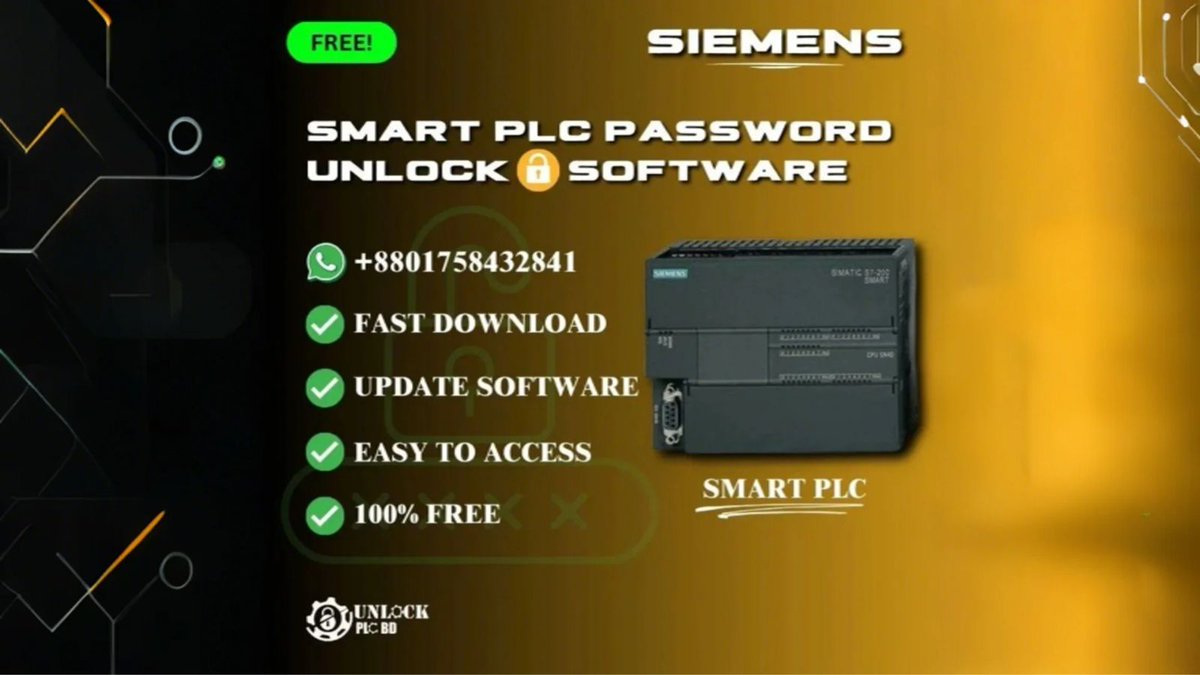 Unlockplchmi's tweet image. Siemens SMART PLC Password Unlock Software – Unlock with One Click 
Having trouble unlocking the password of Siemens S7-200 SMART PLC ?
#smartplc #siemensplc #s7200smart
 #unlockplcbd 
#plcpasswordunlock
 #PLCTools
 #automationbd