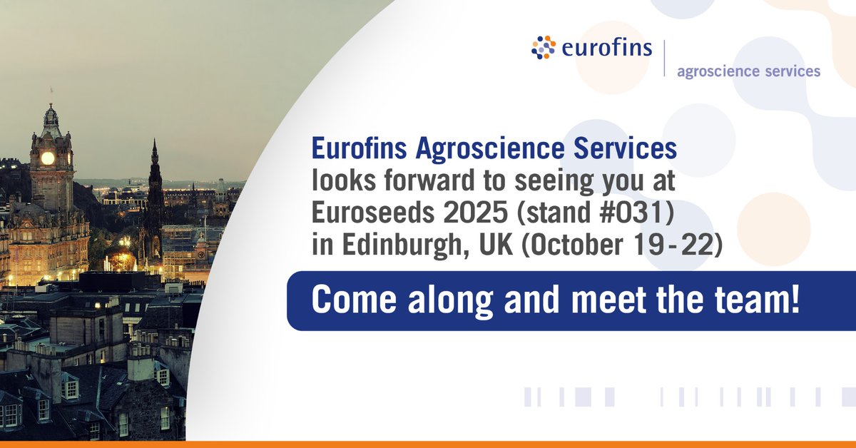 We are excited to announce that we will be exhibiting at <a href="/EuroseedsEU/">Euroseeds</a> 2025 with our colleagues from Eurofins Genomics, Eurofins Verdelab and Eurofins Agro &amp; Horti!

Come and meet us on stand #031 in Edinburgh, Scotland from 19-22 October!

#phenotyping #genomic #plantpathology