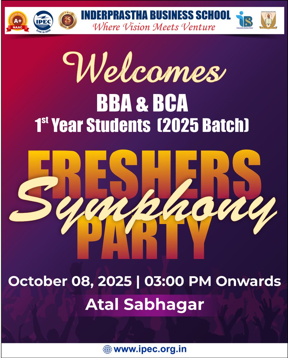 ipecgzb's tweet image. 🎶 The wait is finally over! 🎶
Get ready to groove, laugh, and create memories that will last a lifetime! 💃✨
IBS welcomes the vibrant BBA &amp;amp; BCA (2025 Batch) to the Freshers Symphony Party! 🎊

#LifeAtIPEC #IPECians #Freshers2025 #FreshersParty #CampusVibes  #IPEC #IPEC30 #IBS