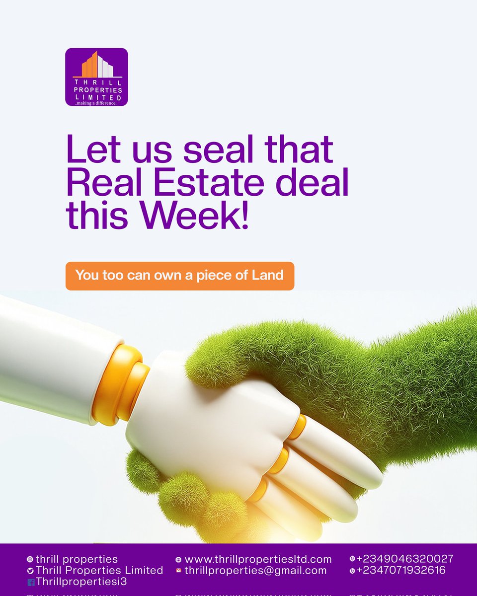 ThrillProperti3's tweet photo. Now is the perfect time to secure your plot, close that deal, and finally become the landlord you've always dreamed of being.

Why wait? Let’s make it happen this week.
At Thrill Properties, we don’t just sell land — we open doors to your future. https://t.co/UYAsKkyXj4