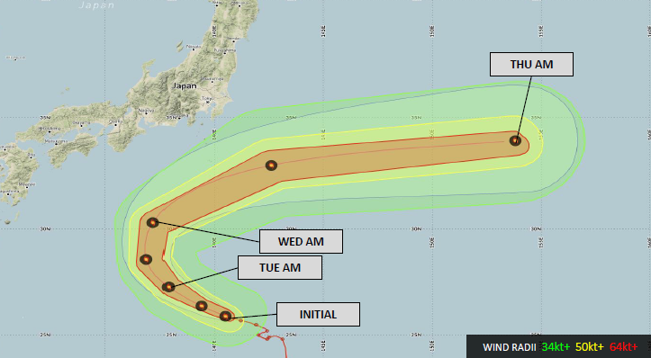 DTNWeather's tweet image. 10/06 #TyphoonHalong early-morning advisory: #Typhoon #Halong will gradually recurve north and eastward later in the forecast, skimming south of Japan as it curves out to sea. dtn.link/xr084b

#ThinkWeather