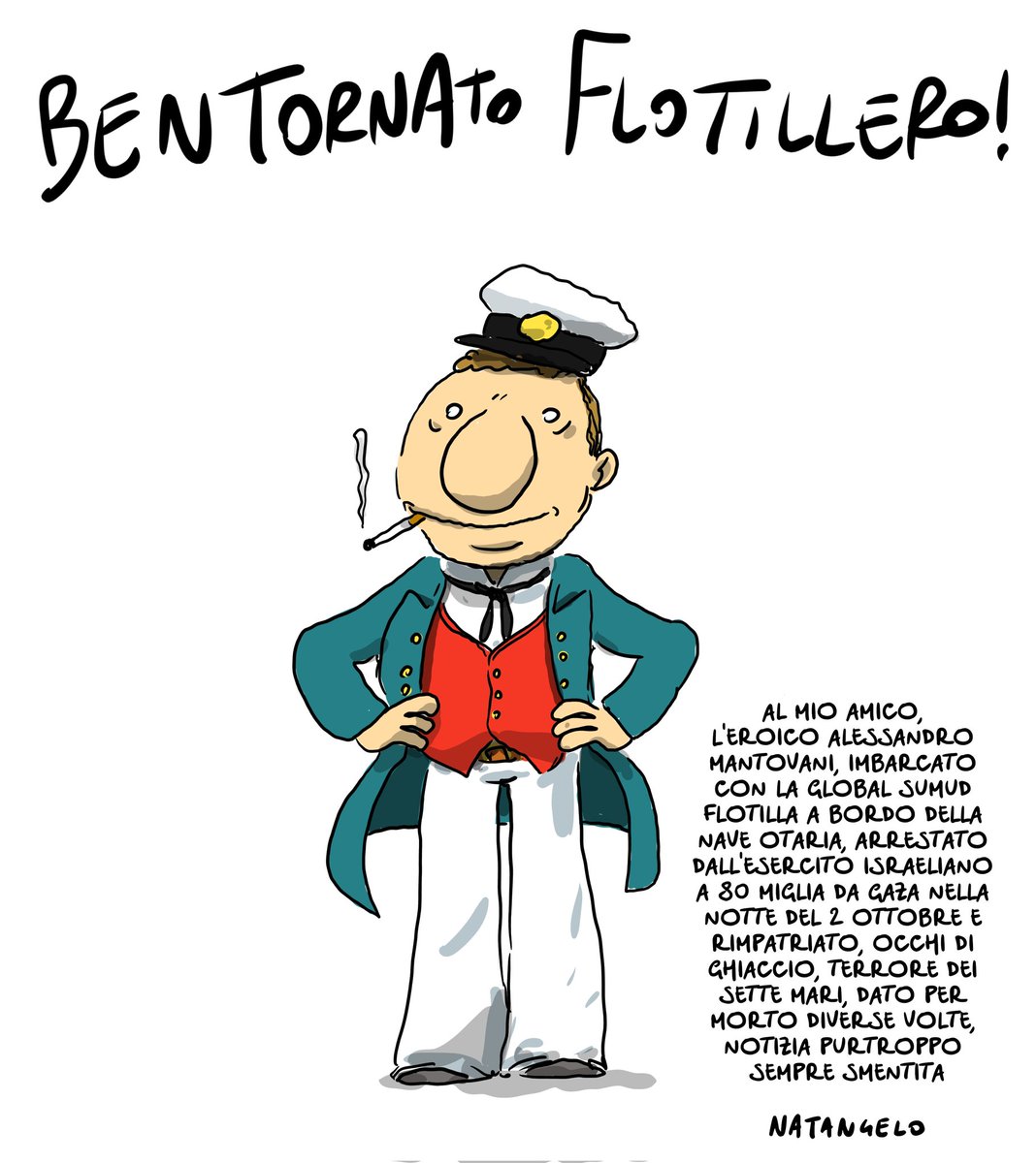 Bentornato Flotillero

#flotilla #cortomaltese #vignetta #fumetto #satira #ilfattoquotidiano #natangelo
