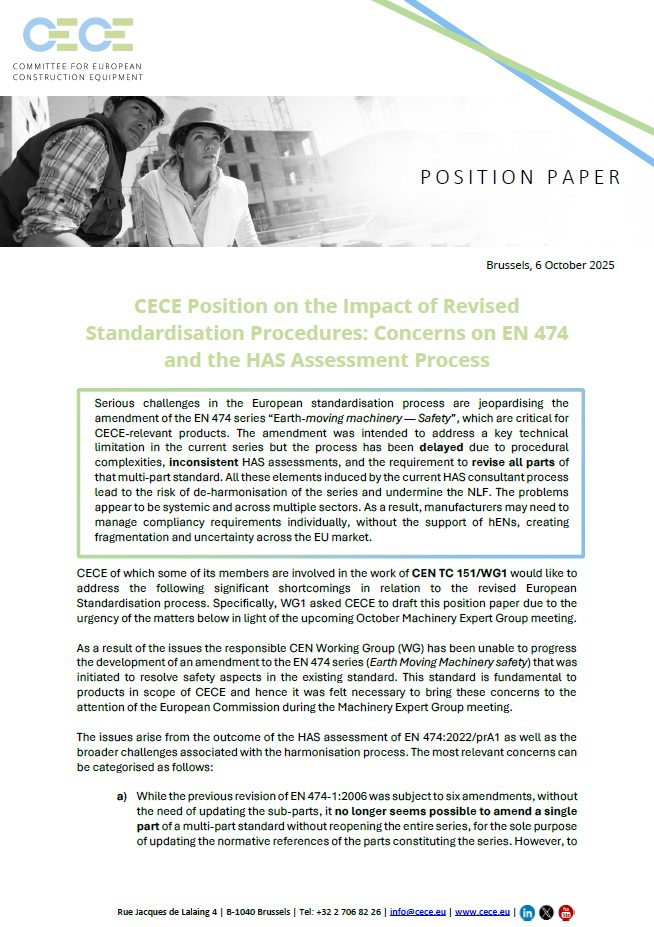 CECE concerns on Revised Standardisation Procedures and HAS Assessment Impacting EN 474

🧾 Read our Position Paper ➡️cece.eu/publications/p…