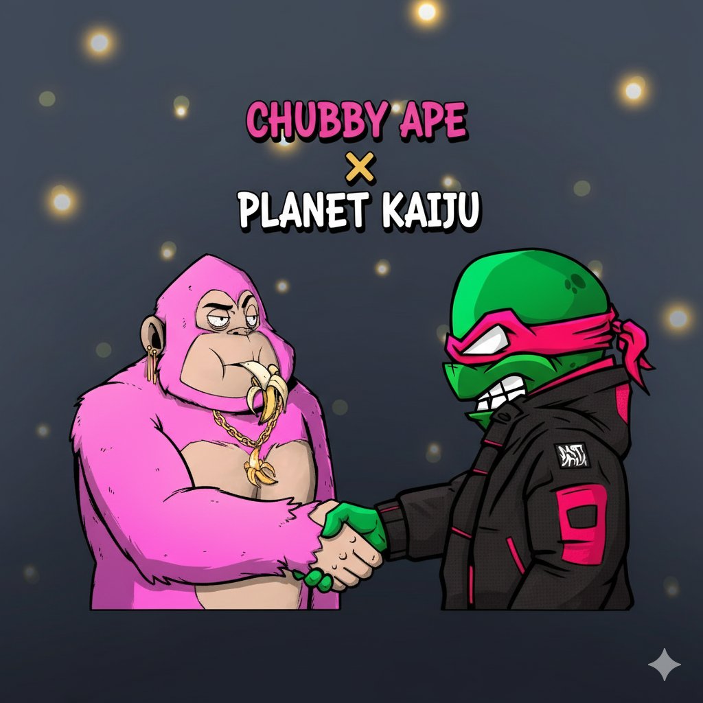 <a href="/planetkaiju_/">Kaiju</a> holders have been added to the <a href="/Chubbyapesnft/">Chubby Ape</a> WL phase. Select Planetkaiju WL on mint page and support the fam. #Community #Art #Solana launchmynft.io/mint/ChubbyApe