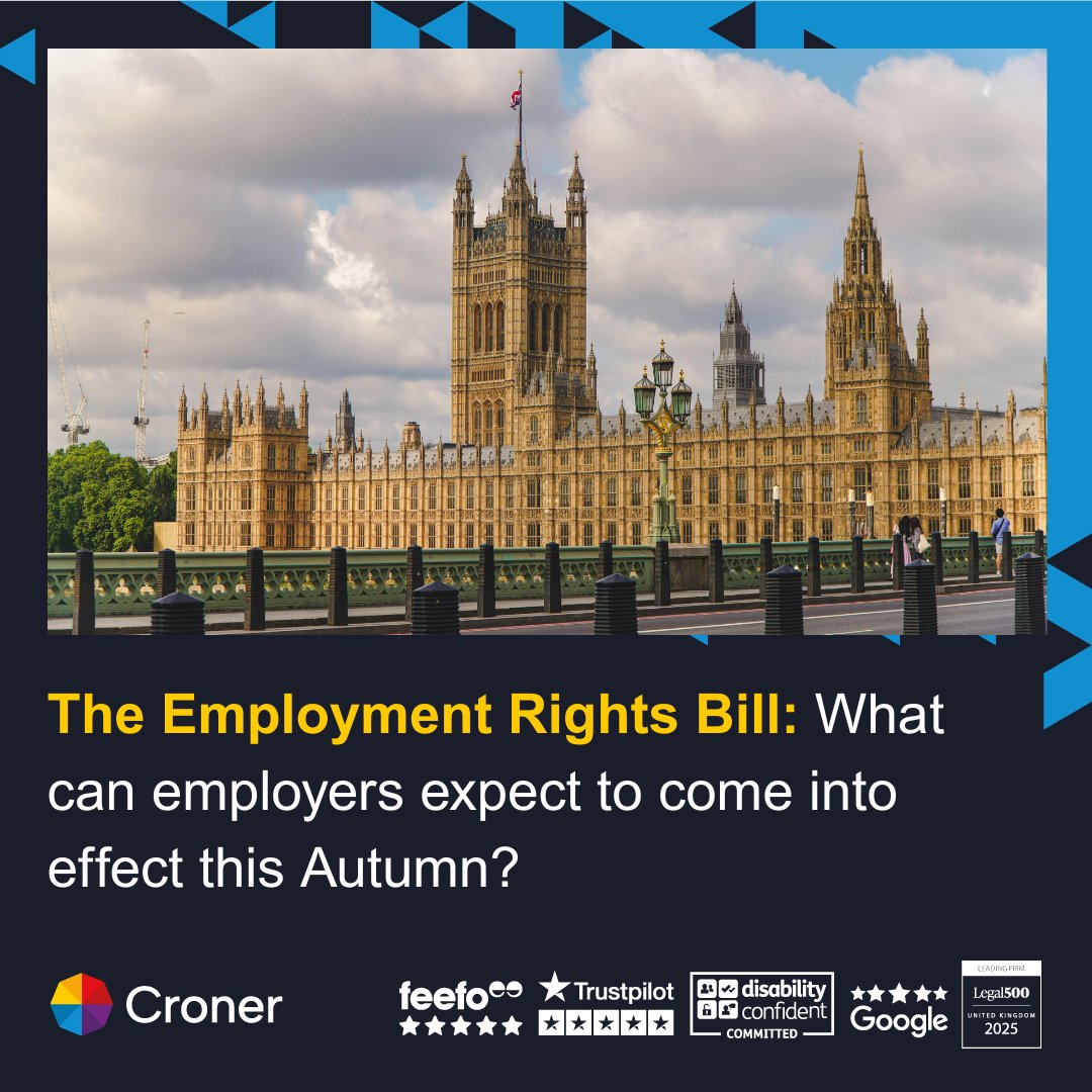 The Government’s Employment Rights Bill is in the final stages of the parliamentary process. 

It is becoming increasingly plausible that the Bill will receive Royal Assent this Autumn.

Latest updates here: tinyurl.com/ERBAutumnUpdat…

#EmploymentRightsBill #EmploymentLaw #Croner
