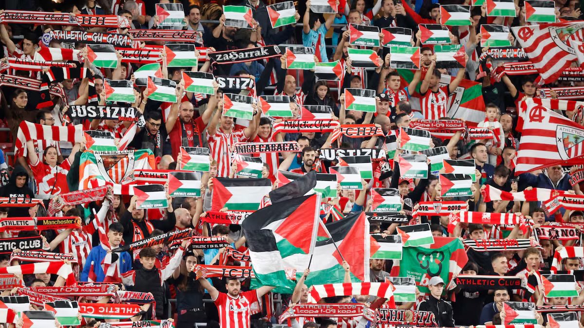 جماهير أتليتك بلباو وعلم فلسطين في كل مكان اليوم ♥️🇵🇸