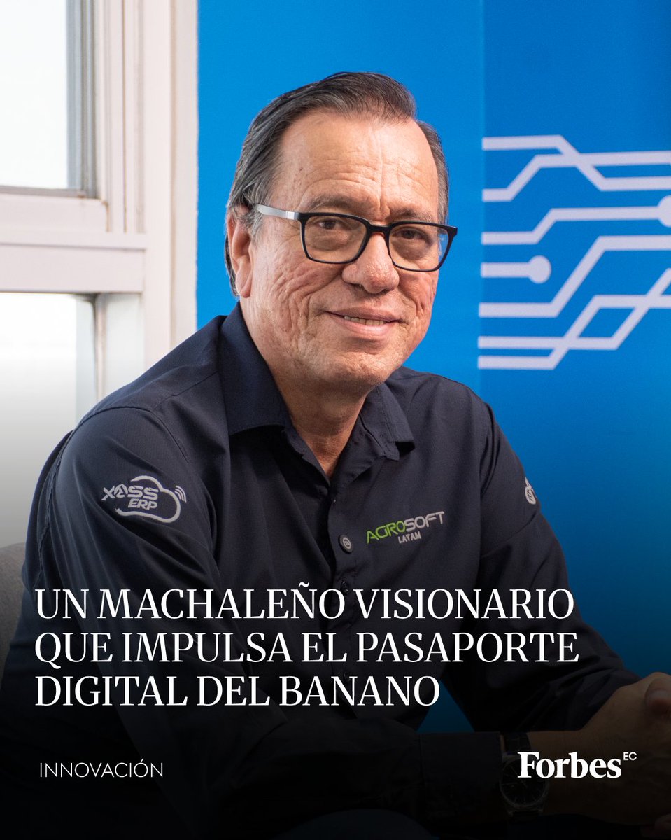 forbesecuador's tweet image. #Innovación | Xavier Cárdenas creó Agrosoft LATAM para digitalizar la agroindustria desde Ecuador. Lleva tecnología de gestión a más de 40.000 hectáreas en siete países y atiende sectores como banano, cacao, camarón y pesca. 

Luego de 29 años de esfuerzo, capacitaciones y…