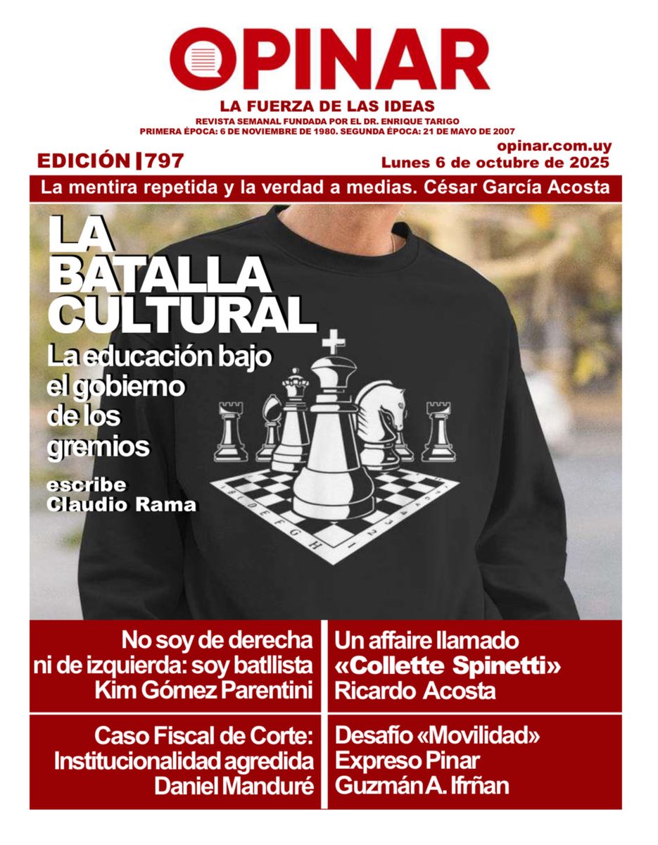 📰 #OPINAR | La fuerza de las ideas | Edición 797
En tiempos de ruido y superficialidad, el pensamiento vuelve a tener voz.
🔗 opinar.com.uy/opinar-797.html 
👉 La batalla cultural